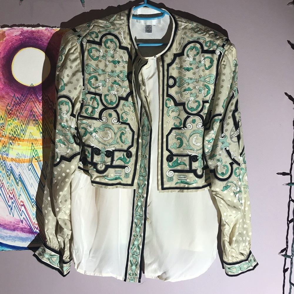 NINA RAYNOR 100% Silk Designer Blouse EUC 4